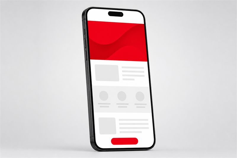 ランディングページを表示したスマートフォンのモックアップ